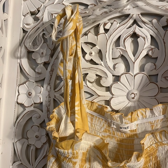 Cream & yellow maxi dress size med - Picture 4 of 5